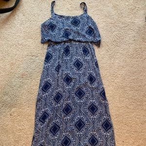 Blue and white maxi dress